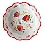 Hdbcbdj skålar Simple Hand Painted Ceramic Salad Cake Bowl Colorful Porcelain Soup Fruit Bowl Lace Rice Dessert Snack Bowl Tablewar (Color : Red)