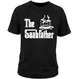 Cool Tee Shirt Mens T Shirt T-Shirt Car Saab 900 | Turbo Aero 9-3 9-5 The Saabfather Black XL Size 3XL