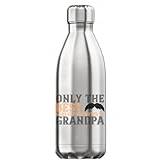 Only The Best dads get Promoted to Grandpa slogan ordspråk mustasch vakuumisolerad termisk vattenflaska silver