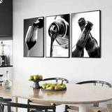 Set Of 3 Frameless Beer Wine Drink Kitchen Art Poster Minimalist Black White Bar Cart Decor Painting Wall Picture Ideal Gift For Dining Room,Restauran