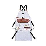 SSWERWEQ Förkläde Apron Flowers Restaurant Hairdresser Cafe Barbershop Chef Nail Art Studio Womens Mens Painting Florist Cooking Baking (Color : White)