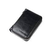 WolFum nyckelhållare plånbok korthållare körkort herr två-i-kort dragkedja läder plånbok (färg: Argento, storlek: 10,6 x 13,6 x 3,5 cm), Argento, 10.6*13.6*3.5cm