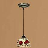 Mini hängande ljuskrona, hängande hänglampa i hall med 8 tums skärm av målat glas, vintage taklampor för för Island Matsal Vardagsrum Sovrum, L