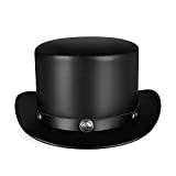 Punk läderhatt för män och kvinnor halloween toppkeps gentleman keps cowboy hatt vintage party hatt matchande kläder cosplay huvudbonad tillbehör klassisk kupolkeps (30 x 14 x 19,5 cm, svart)