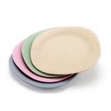 Wheat Straw Plate Feeding Baby Small Solid Color Snack Kids Dinnerware Kids Environmental Tools Healthy Tableware - pink