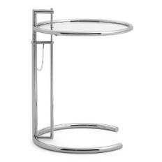 ClassiCon - Adjustable Table E 1027, Förkromad stål, Klar kristallglasskiva - Småbord & sidobord