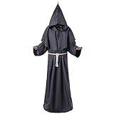 YCBMINGCAN Halloween medeltida gotisk kostym rock kostym präst kostym cosplay kostym scenkostym medeltida svärd antikviteter (grå, XL)