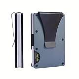GeRRiT Metallplånbok för män, minimalistisk kreditkortshållare – smal plånbok med skyddseffekt – plånbok med plånbok på framsidan med sedelklämma., Grått, standard, minimalist