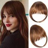 Synthetic Hair Bangs Clip In Hair Extensions Brown Black Clip On Bangs Fringe With Hairpieces For Women Increase Hair Volume Bangs For Daily Wear