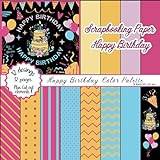 Happy Birthday Colors Scrapbooking Paper Pad for DIY projects, Handmade Cards, Origami Art, 32 pages, 12 designs, double Sided, 8.5 x 8.5 inch,: ... crafting projects // Plus Cut Out Elements - Pocketbok