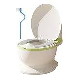 Perfeclan Toalettträning Pott Realistisk Toalett Kompakt Storlek Inkluderar Rengöringsborste Real Feel Pottpottsits För Sovrum Bebisar Flickor Pojkar Spädbarn, Grön PU-sits
