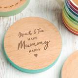 Personalised 'Biscuits And Tea' Colour Edge Coaster