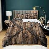 BanbE påslakanset retro trädörr super king-påslakanset andningsbara täcken supermjuka sängkläder set 220 x 260 cm med 2 örngott 50 x 90 cm