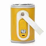 Bärbar nappflaskvärmare, USB resa mjölk värmehållare, USB baby flaskvärmare intelligent temperaturvisning konstant temperatur universell USB mjölkflaska värmare för utomhus (gul)