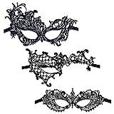 3 stycken spetsmask sexig spets ögonmask modell venetiansk mask spets mask halv ansiktsmask fin klänning halloween karneval cosplay party dekoration, svart stil 2