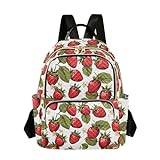 Vintage vacker jordgubbe mode ryggsäck handväska för kvinnor, vardagliga dagväskor, damgåva för resor vandring, flerfärgad, S