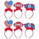 Healifty 6 St Independence Day Headbands USA Amerikanska Patriotiska Flaggan Rugby Hairband Hair Hoop Celebration Party Gift För 4 Juli Foto Booth Props