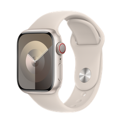 Apple Watch Series 9 (GPS + Cellular) • 41 mm aluminiumboett stjärnglans • Sportband stjärnglans – S/M