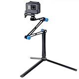 Smatree X1S Aluminum Folding Pole with Stand for GoPro Hero Max, GoPro Fusion, GoPro Hero 2018, GoPro Hero 12/11/10/9/8/7/6/5/4/3/2/1, DJI Osmo Action 2 and Logitech Webcam C925e C922x
