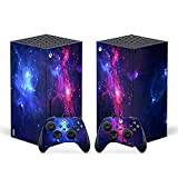 Geekria Xbox Series X Accessories Skin Stickers Cover, Whole Body Protective Vinyl Starry Skin Decal Cover for Microsoft Xbox Series X Console with Two Wireless Controller Decals (Purple)