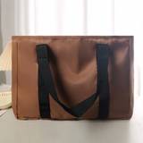 SHEIN Drawstring Closure Shopping Bag, Large Capacity, Black/Brown, Waterproof, Portable, Easy To Fold, Tote Bag