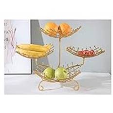 Bänkskiva fruktskål European-Style Multi-Layer Fruit Plate Living Room Fruit Bowl Creative Modern Home Snack Display Stand High-end Utsökt Fruktkorg Hylla Fruktkorgskål (Color : B)