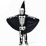 LUANLE Halloweendräkter för barn för framträdande skelett-ben spökfestkläder (svart, M)