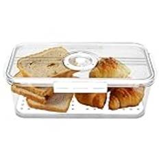 Brödlåda för köksbänk, lufttät brödförvaringsbehållare med lock, tidsinspelning brödlådor brödhållare för brödrost, munk och kakor, 30 x 15 cm (12,8 × 16,9 × 14,4 tum) (vit)