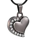 Crystal Inlägg Hjärtkräm smycken för aska Hängsmycke Hållare Urns Rostfritt stål Keepsak Memorial Halsband för kvinnor-svartvitt_3pcs halsband