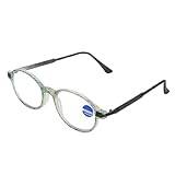 Läsglasögon, äldre Glasögon Blå Ljusblock Högupplöst Rund Ram Läsglasögon Robusta Datorläsglasögon Ingår Glasögonfodral för Män Kvinnor (Grön randig ram)