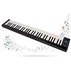 Folding Piano, Portable 61 Keys Full Size Bluetooth MIDI Foldable Keyboard Piano, Digital Piano med Dubbla Högtalare, för Nybörjare (EU-kontakt)