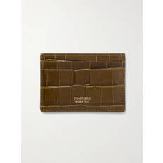 TOM FORD - Croc-Effect Leather Cardholder - Men - Brown