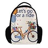 Personlig ryggsäck för kvinnor och män vintage "Let's Go for a Ride" cykel blommig skola resa arbete ryggsäck, flerfärgad, 27.5x13x40cm, Ryggsäckar