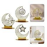 Festlig akrylmåne Eid Mubarak dekoration bordsdekor ihålig design (007)