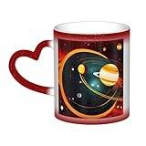 DURAGS Solsystem Jupiter Saturnus keramisk värmekänslig färgskiftande kopp – för kaffe och te, idealisk nyhet märke kopp