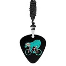 Blue Sloth Rides A Bike gitarr plektrum halsband metall hänge berlock kedja halsband smycken gåva