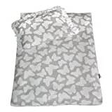 Rawstyle 4 delar Babysängklädesset (ljusgrå + fjärilar vitt) set barnsängkläder **filt + kudde + fyllning**