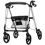 Walker med rullator shoppingvagn vandringsram kompakta vikbara hjälpmedel med sittväska och hjultransport rullator handikappade äldre längtar efter bättre liv