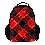 Buffalo rutigt mönster röd svart lutande personlig ryggsäck för kvinnor och män skola resa arbete ryggsäck, flerfärgad, 27.5x13x40cm, Ryggsäckar