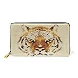 Tiger abstrakt plånbok äkta läder dragkedja mynt telefon handväska kuvertväska för kvinnor