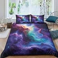 Star River himmelsk galax påslakan 3D-tryckta sängkläder för pojkar flickor täcke överdrag täcke med örngott mjuk mikrofiber med dragkedja sängkläder set 3 delar dubbel (200 x 200 cm)