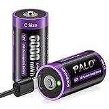 Mspalocell USB-C Lithium C-batterier 6000mWh LR14-batteri 1,5V snabbladdning Typ-C-batterier med laddningskabel, låg självurladdning, med laddningslampa, 1500+ cykel, 2 st batteri