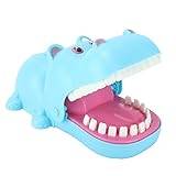 Hippo Teeth Toys-spel för barn, bitfingerspel, Flodhäst Biting Finger tandläkarspel, rolig leksak, elektrisk belysning, ljudeffektspel, barnparodi, kneffla leksaker, stor (blå)