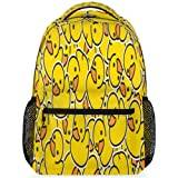 Gummi gul ducky resa laptop ryggsäck för män kvinnor vattentålig högskola bokväska lätt vardaglig dagväska resa nödvändigheter, flerfärgad