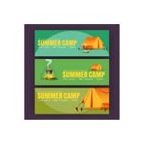 Summer camp posters with tent