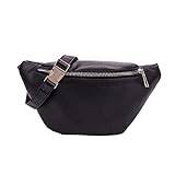 SSWERWEQ Fanny Pack Waist Pack Fashion PU Leather for Women Belt Waist Bag Brand Designer Shoulder Bag Casual Female Chest Bag (Color : Schwarz)