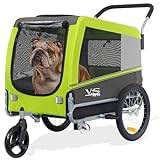 Veelar Pets stor hundvagn & buggy upp till 35 kg 2-i-1 cykelvagn för hundar, hundcykelvagn, hundbuggy jogger 80205 02 (grön)