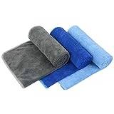 VIVOTE Microfiber Gym Towels Sports Fitness Workout Sweat Towel Super Absorbent 3 Pack 33 x 74 cm (Grey + Dark Blue + Light Blue) …