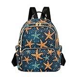 Retro sjöstjärna mönster mode ryggsäck handväska för kvinnor, vardagliga dagväskor, damgåva för resor vandring, flerfärgad, S