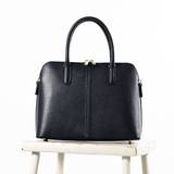 Navy Structured Classic Leather Handbag